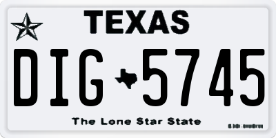 TX license plate DIG5745