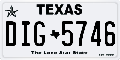 TX license plate DIG5746