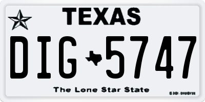TX license plate DIG5747