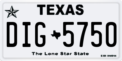 TX license plate DIG5750
