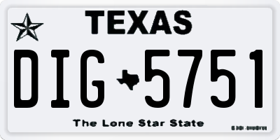 TX license plate DIG5751