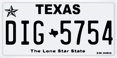 TX license plate DIG5754