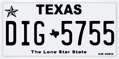 TX license plate DIG5755