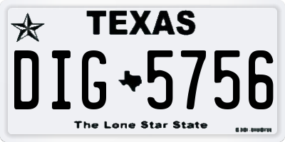 TX license plate DIG5756