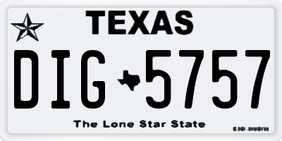 TX license plate DIG5757