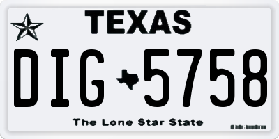 TX license plate DIG5758