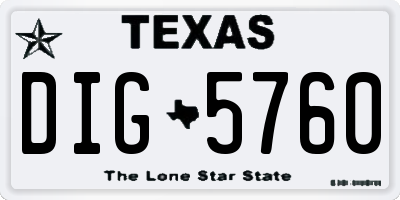 TX license plate DIG5760