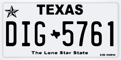 TX license plate DIG5761