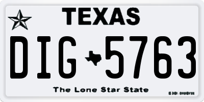 TX license plate DIG5763