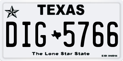 TX license plate DIG5766
