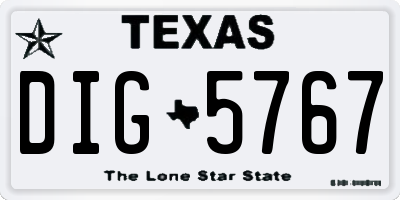 TX license plate DIG5767