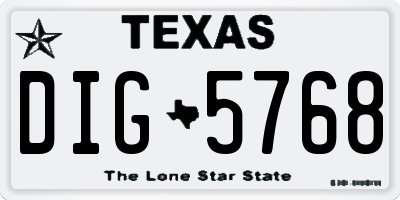 TX license plate DIG5768