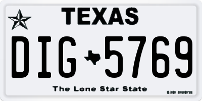 TX license plate DIG5769