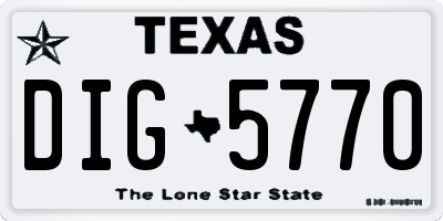 TX license plate DIG5770