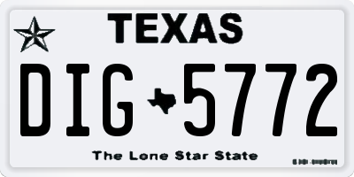 TX license plate DIG5772