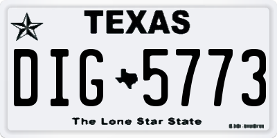 TX license plate DIG5773