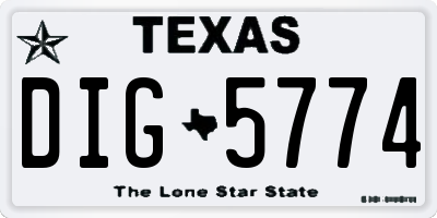 TX license plate DIG5774