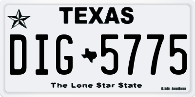 TX license plate DIG5775