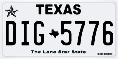 TX license plate DIG5776