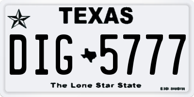 TX license plate DIG5777