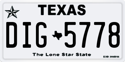 TX license plate DIG5778