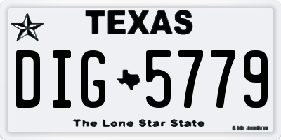 TX license plate DIG5779