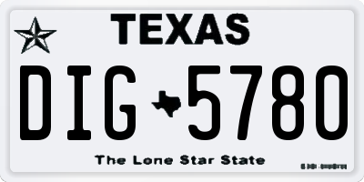 TX license plate DIG5780