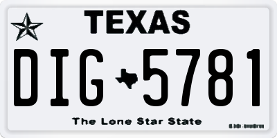 TX license plate DIG5781
