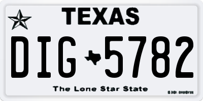 TX license plate DIG5782