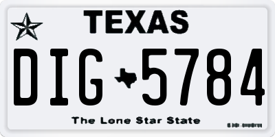 TX license plate DIG5784