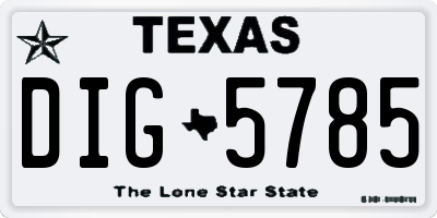 TX license plate DIG5785