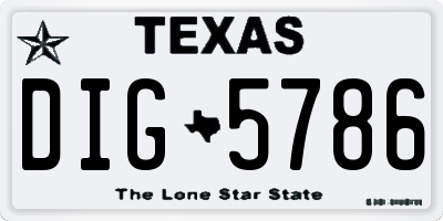 TX license plate DIG5786