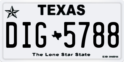TX license plate DIG5788