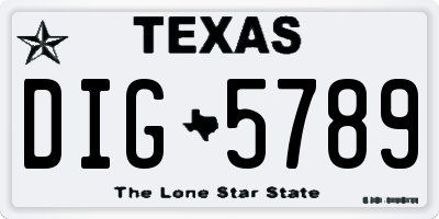 TX license plate DIG5789