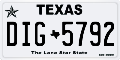 TX license plate DIG5792