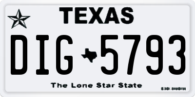 TX license plate DIG5793