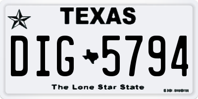 TX license plate DIG5794