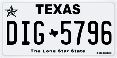 TX license plate DIG5796