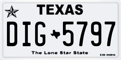 TX license plate DIG5797