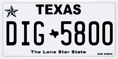 TX license plate DIG5800