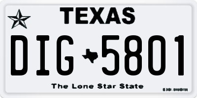 TX license plate DIG5801
