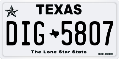 TX license plate DIG5807