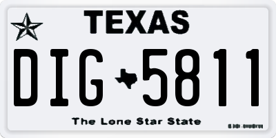 TX license plate DIG5811