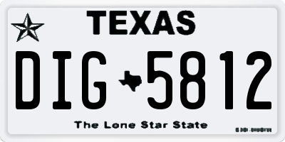 TX license plate DIG5812