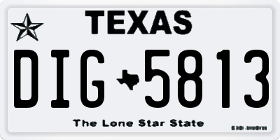 TX license plate DIG5813