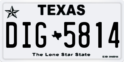 TX license plate DIG5814