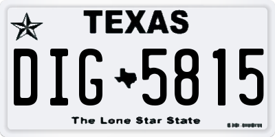 TX license plate DIG5815