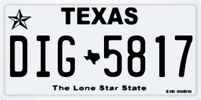 TX license plate DIG5817