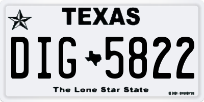 TX license plate DIG5822