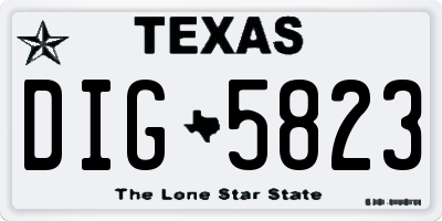 TX license plate DIG5823